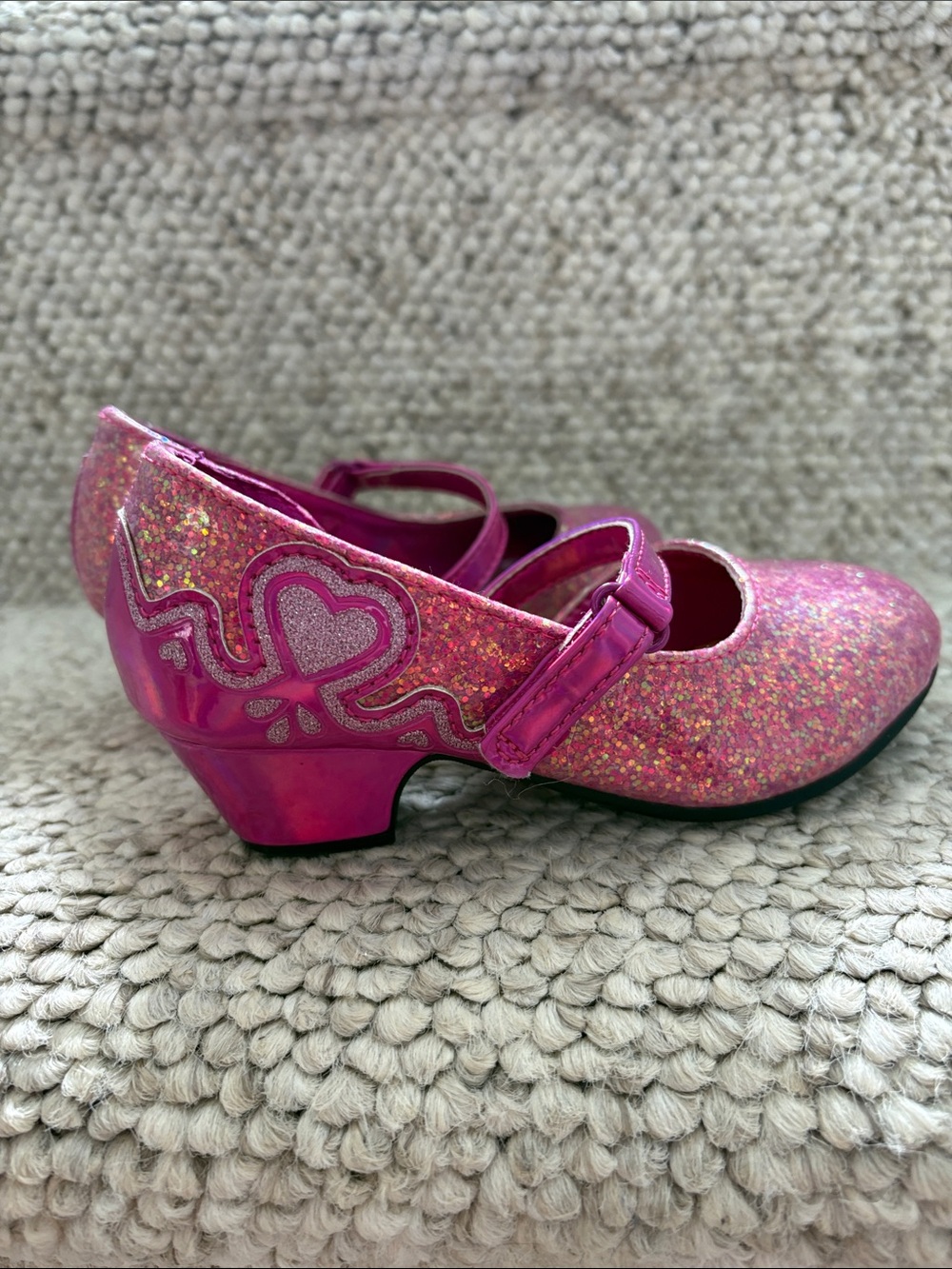 Girls' Pink Glitter Disney Princess Heel Shoes